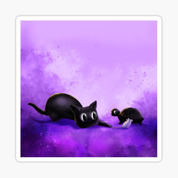 Schwarzes Kätzchen - Freund oder Essen Sticker