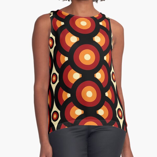 60s 70s Style Retro Vintage Mid-Century Sleeveless Top