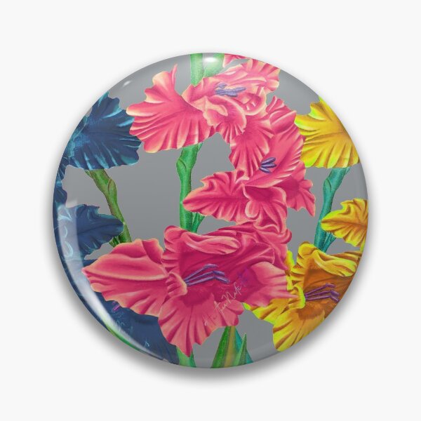 Item preview, Flame Flower Bouquet Blue Pink and Yellow designed and sold by HeatherNafeArt.