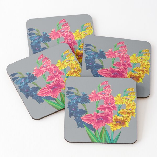 Item preview, Flame Flower Bouquet Blue Pink and Yellow designed and sold by HeatherNafeArt.