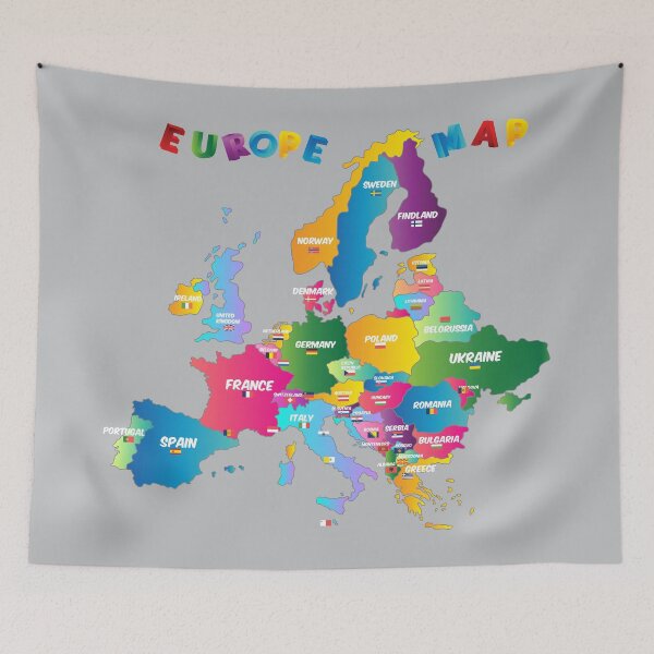 Item preview,  Flag map of Europe, Country names, Flags of European states designed and sold by mashmosh.