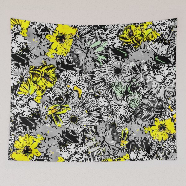 Item preview, Floral Medley Yellow Black Grey designed and sold by Designs By YL.