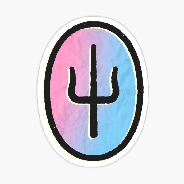 Pink and blue trident top Sticker