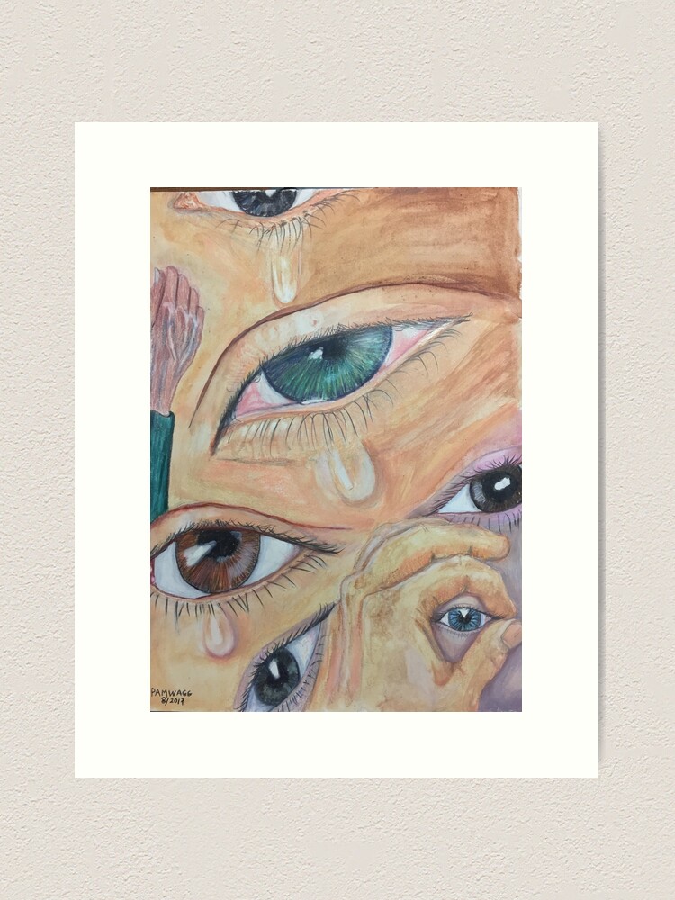 Thumbnail 2 of 3, Art Print, Crying Eyes and Hands designed and sold by Phoebe S. Wagner.