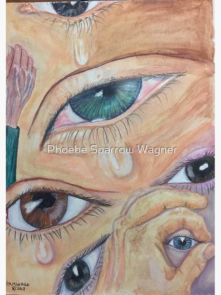 Thumbnail 3 of 3, Art Print, Crying Eyes and Hands designed and sold by Phoebe S. Wagner.
