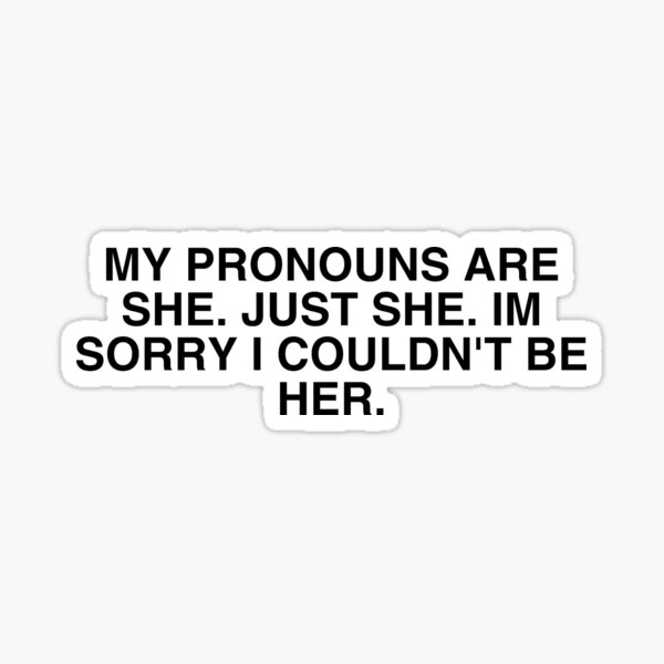 My Pronouns Are She Just She Sorry I Coudnt Be Her Sticker For Sale By Hmcapangp Redbubble 9836