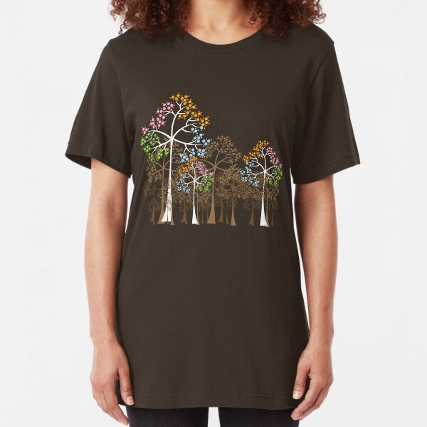 Colorful Four Seasons Trees Slim Fit T-Shirt