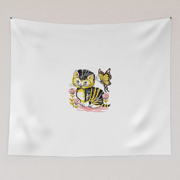 Item preview, Kitten with butterfly and flowers designed and sold by PET-SHIRTS.