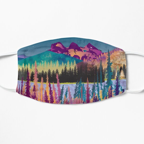 Sleepy Sisters | Colourful, Three Sisters Mountain Range, digital painting Flat Mask