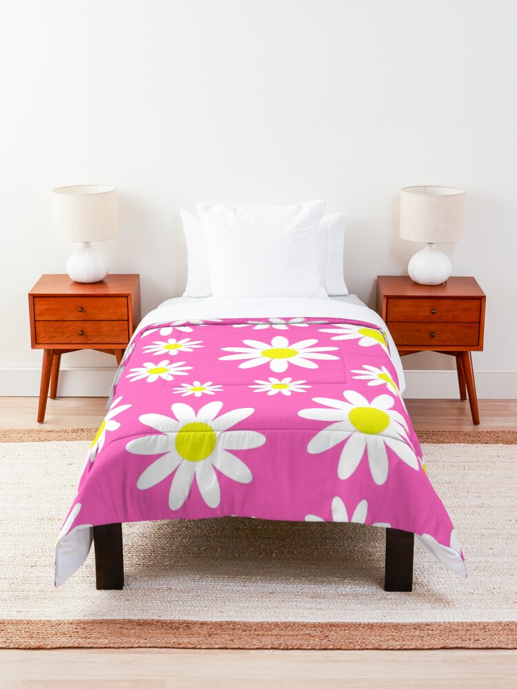 Alternate view of pink daisies daisy floral Comforter