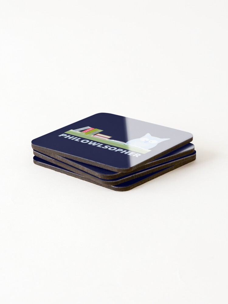 Thumbnail 4 of 5, Coasters (Set of 4), Philosopher owl reading designed and sold by DesignsofNote.