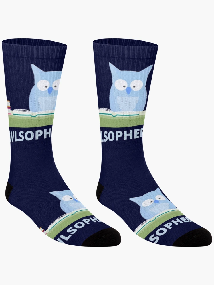 Thumbnail 3 of 5, Socks, Philosopher owl reading designed and sold by DesignsofNote.