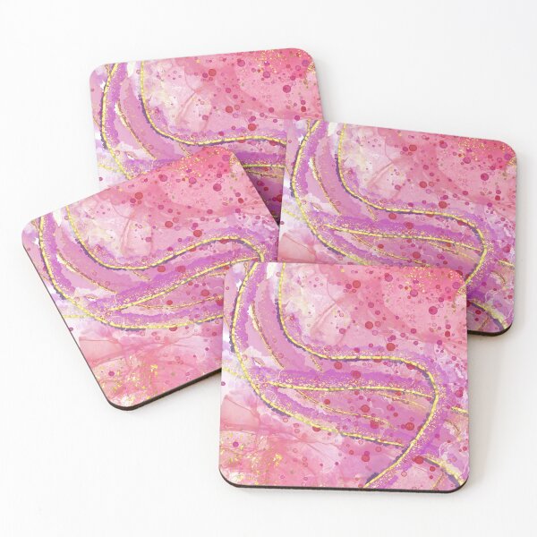 Item preview, Pink and Purple Ribbon Alcohol Ink Stains Metallic Glitter designed and sold by BohoStudio.