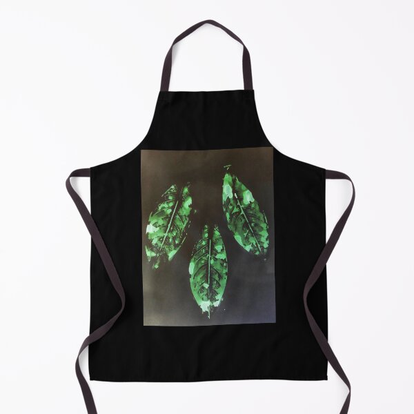 Item preview, Three green leaves print on black shaded background designed and sold by FCEalin.