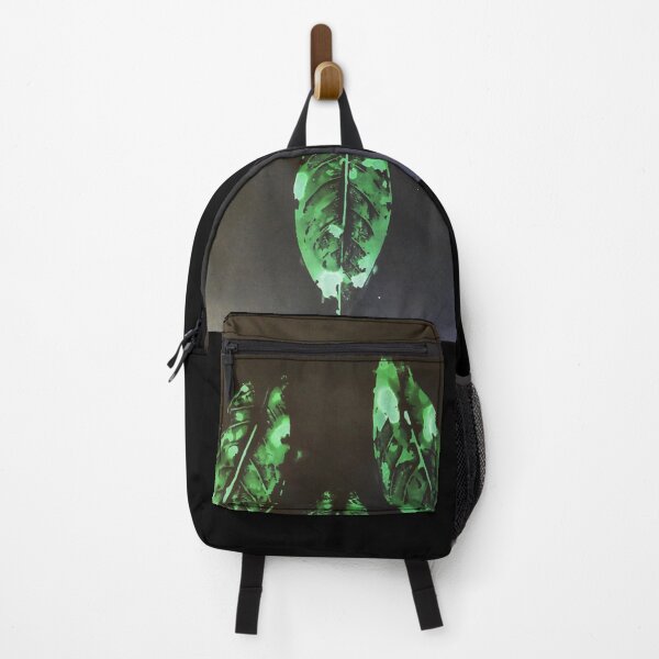 Item preview, Three green leaves print on black shaded background designed and sold by FCEalin.