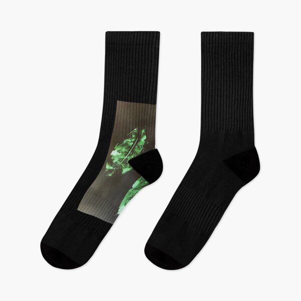 Item preview, Three green leaves print on black shaded background designed and sold by FCEalin.