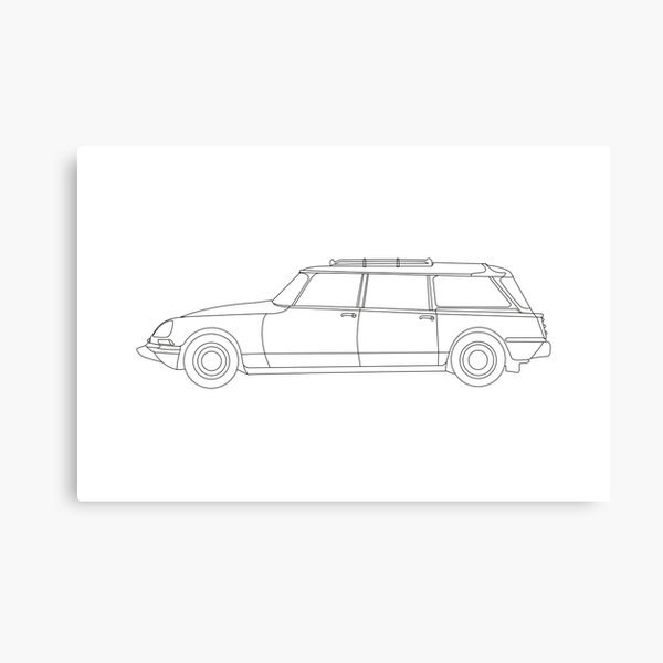 Citroen DS Familiale - Pause | dessin au trait noir Impression sur toile