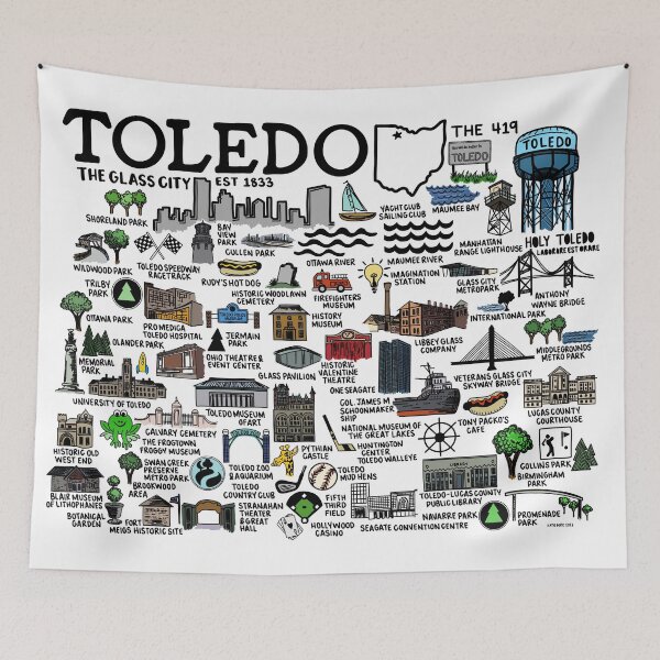 Item preview, Toledo Ohio Map  designed and sold by fiberandgloss.