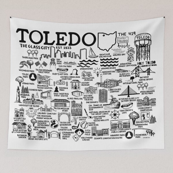 Item preview, Toledo Ohio Map  designed and sold by fiberandgloss.