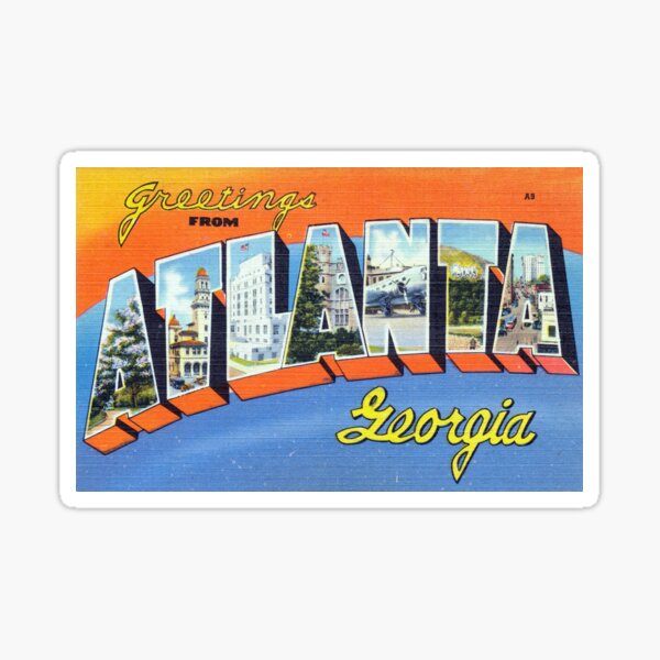 Vintage Colorful Greetings From Atlanta Georgia Sticker