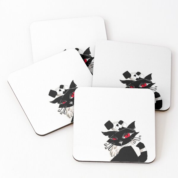 Item preview, Black cat with red eyes with a bunny paw on his mouth  designed and sold by Pratyasa.