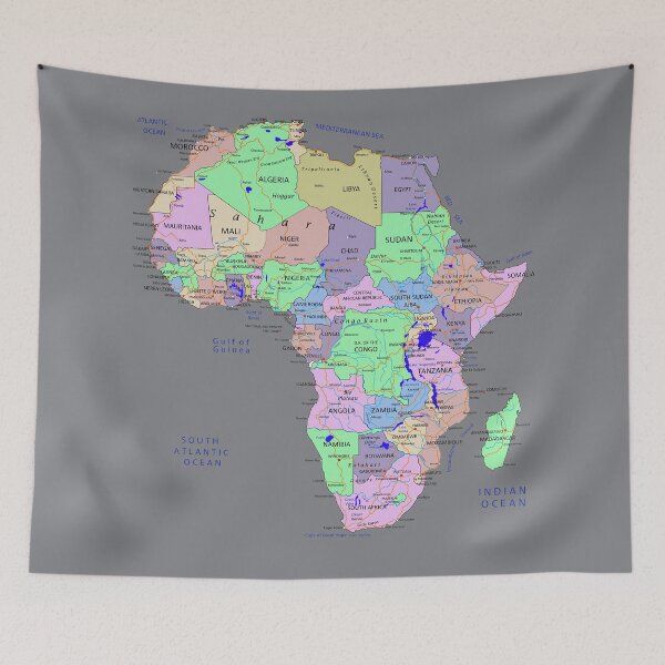 Item preview, africa political map, capitals cities rivers lakes designed and sold by mashmosh.