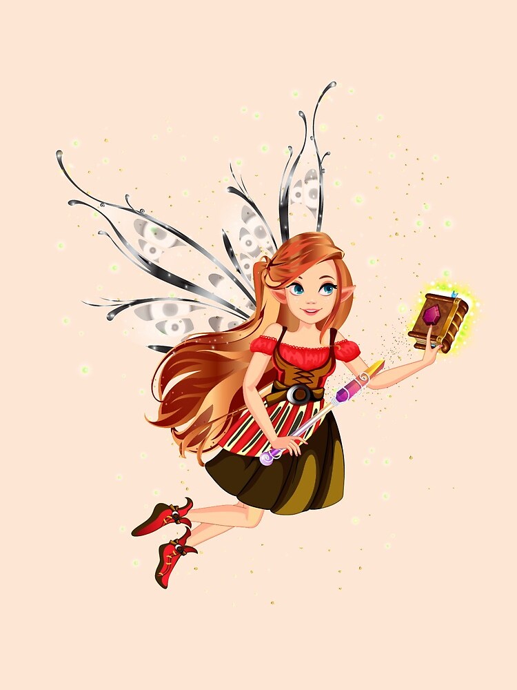 Thumbnail 3 of 3, Drawstring Bag, Felicia The Magical Fairy Book Club Fairy Creating A New Book™ designed and sold by TeelieTurner.