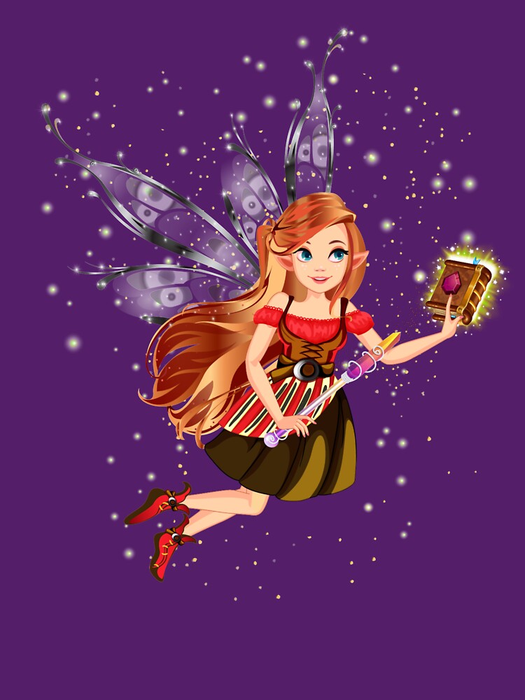 Thumbnail 3 of 3, Fitted Scoop T-Shirt, Felicia The Magical Fairy Book Club Fairy Creating A New Book™ designed and sold by TeelieTurner.