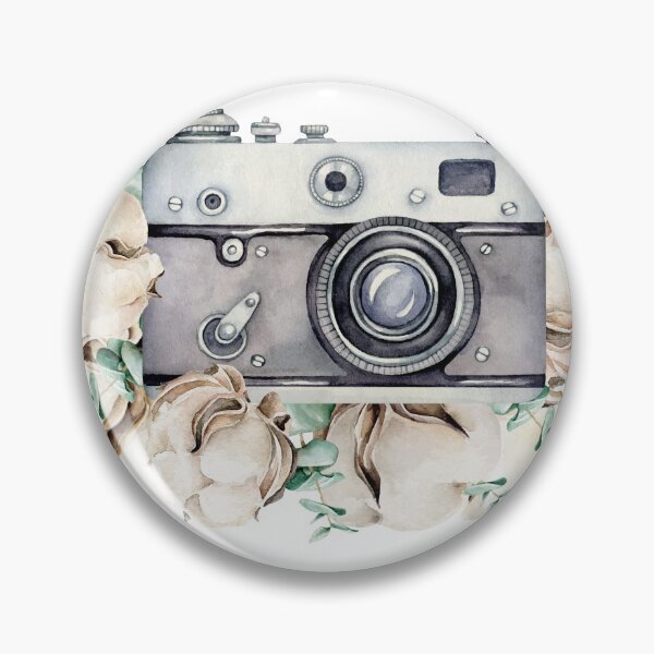 Item preview, Retro Camera with Cotton Flowers designed and sold by VerboShop.