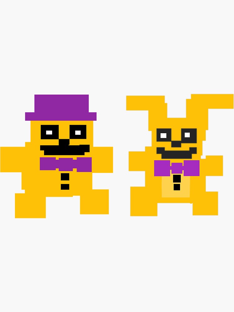 Fredbear and springbonnie crewmates pixel art