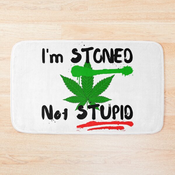 Item preview, I'm STONED not STUPID  - Spray paint design with e green marijuana leaf designed and sold by Try-It.