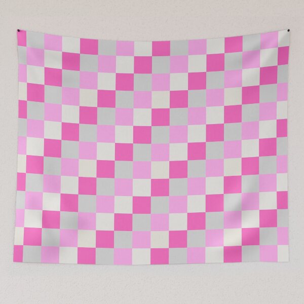 Item preview, Bright Candy Pink, Grey and White Checkered Pattern designed and sold by NavyOx.