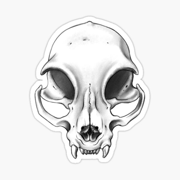 shaded cat skull Sticker