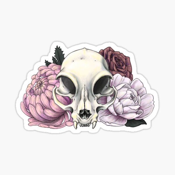 skull and Flowers color Sticker