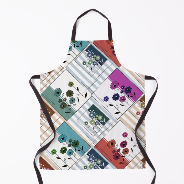 Item preview, Folklore floral patchwork in turquoise and brown tones designed and sold by fuzzyfox.