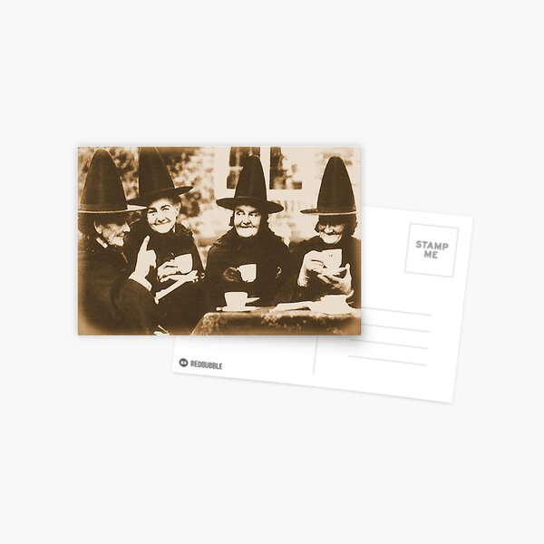 Witches Tea Party - sepia Postcard