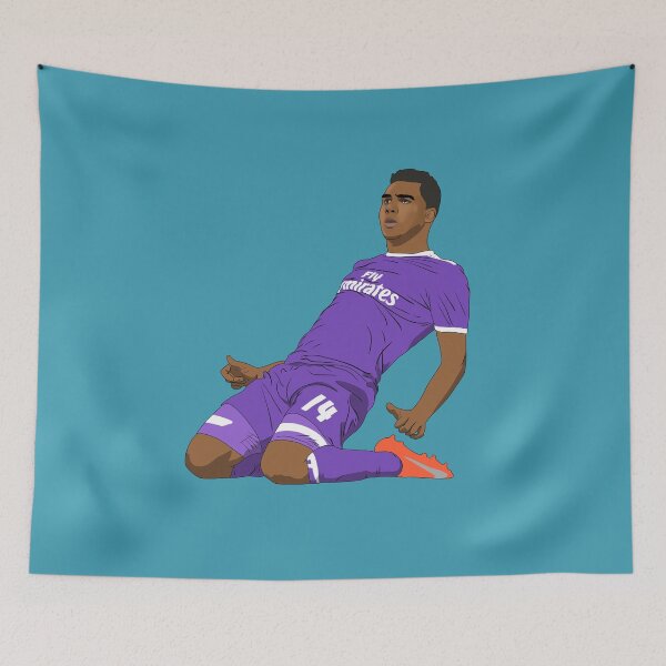 Item preview, Carlos Henrique Casemiro Knee Slide Goal Celebration Madrid designed and sold by PiscesVibes.