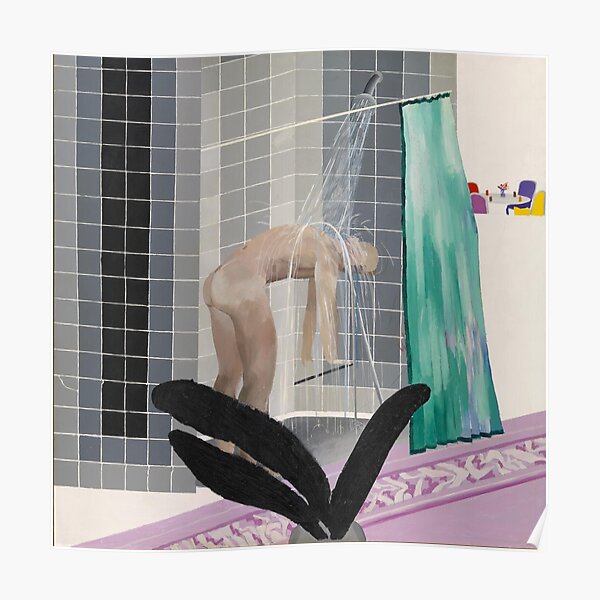David Hockney - 'Man in Shower in Beverly Hills' (1964). Significant painting by the legendary English artist. A high quality resolution print with accurate colours. Poster