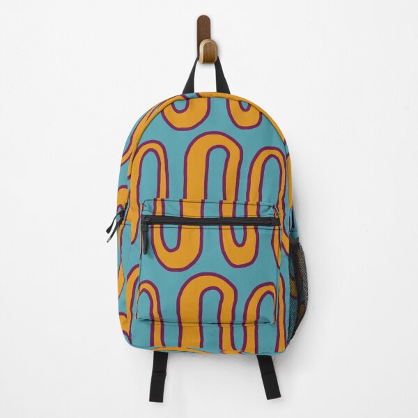 Item preview, Squiggly Meander in Orange and Blue with Purple designed and sold by Miranda Benson.