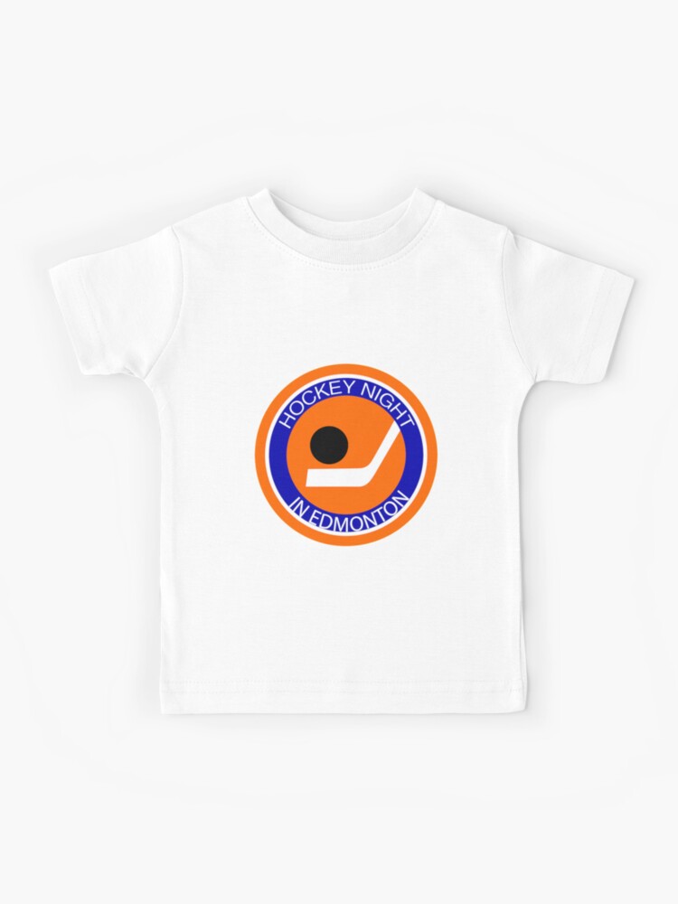 Hockey Night In Edmonton Funny Father's Day Vintage Canadian  Oilers parody ice puck Kids T-Shirt