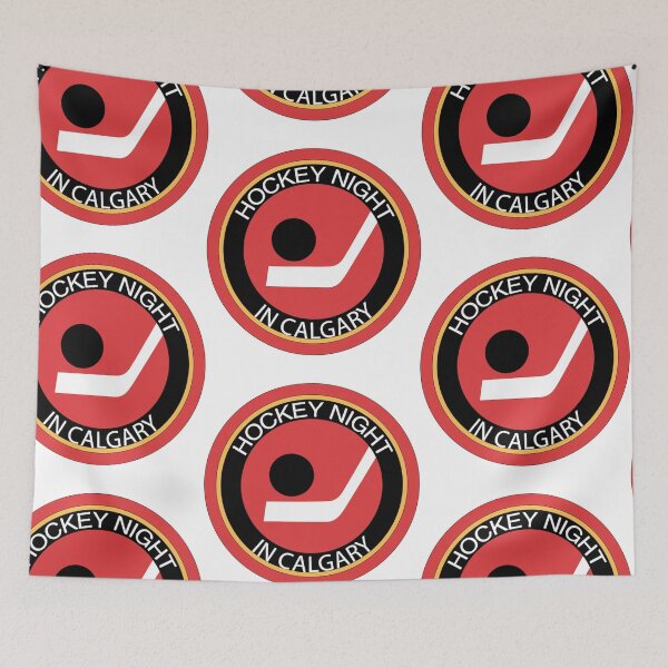 Item preview, Hockey Night In Calgary logo. Funny Father's Day gift. Vintage Canadian Canada. Flames parody ice puck design. designed and sold by GTOATlogos.