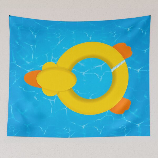 Item preview, Cute Inflatable Yellow Ducky Swimming Pool Float - Turquoise Waves with Floaty Summer Fun designed and sold by PrettyLittlePic.