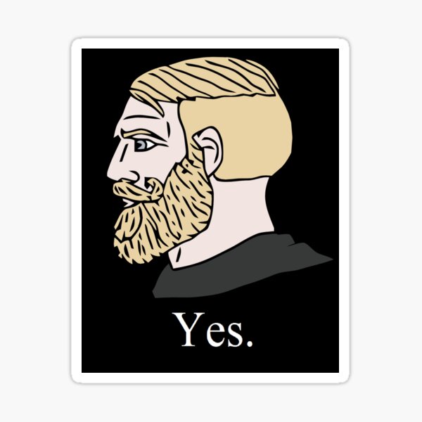 Chad Meme Face Sticker for Sale by EtherSales