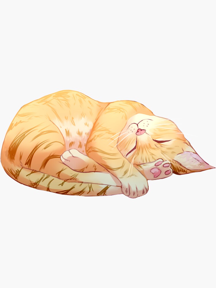 Thumbnail 3 of 3, Sticker, Sleeping Orange Tabby Cat designed and sold by Teeterglance.