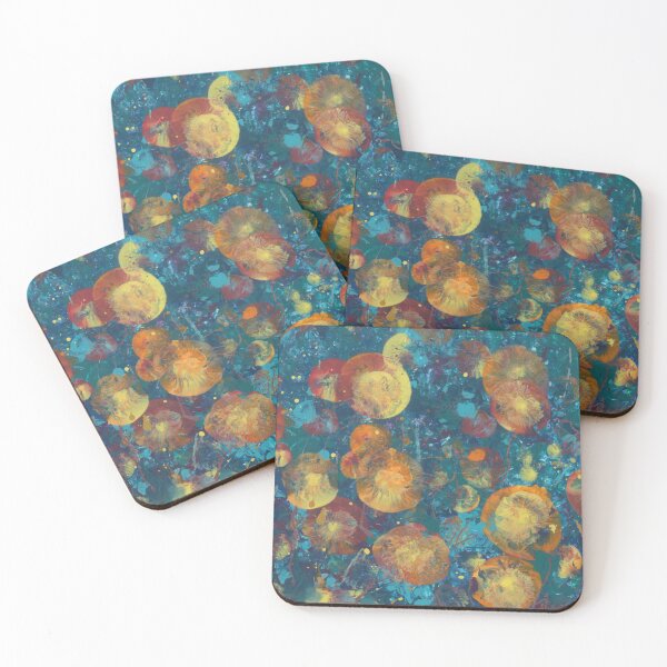 Item preview, Yellow Orange Spheres on Steel Teal designed and sold by dabblerinksie.