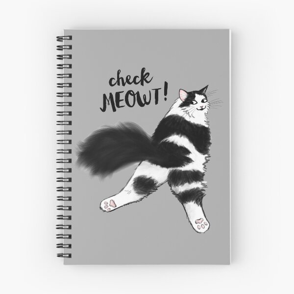 Item preview, Black and White Cat - Check Meowt - Funny Sploot designed and sold by Jenn Inashvili.