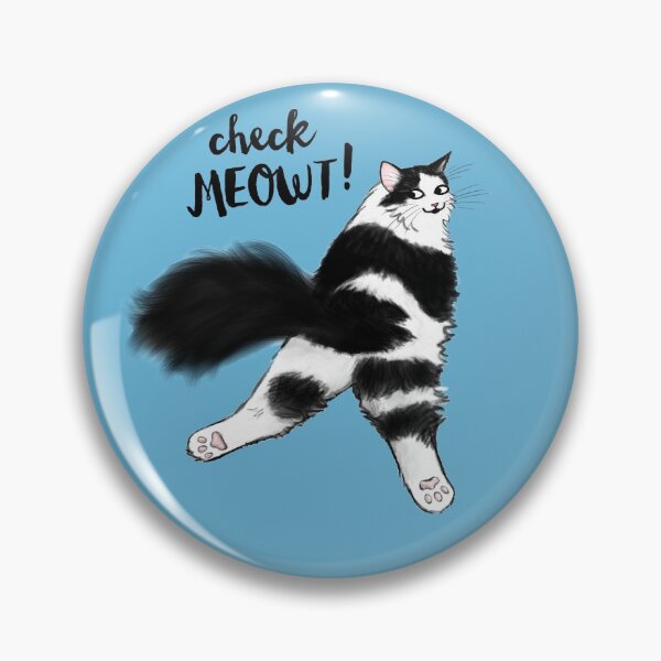 Item preview, Black and White Cat - Check Meowt - Funny Sploot designed and sold by Jenn Inashvili.