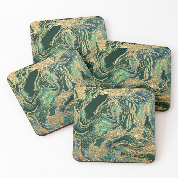 Item preview, Forrest Green and Gold Glitter Swirls designed and sold by WOW TeesAndThings.