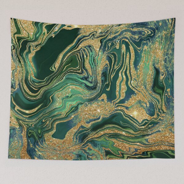 Item preview, Forrest Green and Gold Glitter Swirls designed and sold by WOW TeesAndThings.