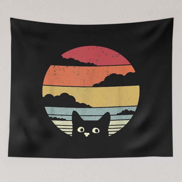 Item preview, Cat Art in Retro Sunset Style designed and sold by HumbleShirt.